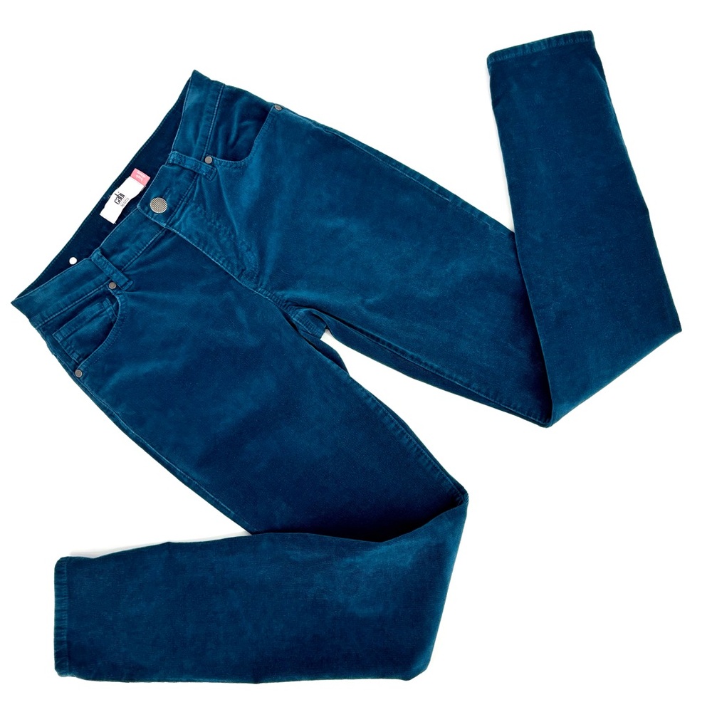 Cabi High Skinny # 4137, Moroccan Blue Stretchy Corduroy High Rise Pants, 2